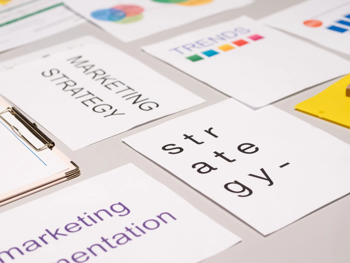 Paper Cards About Marketing on Desk · Free Stock Photo — illustrative context