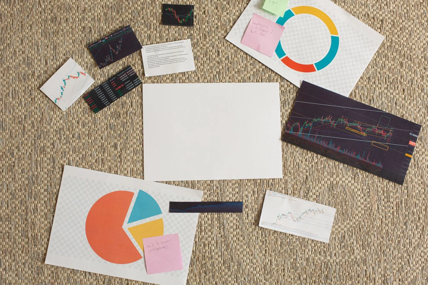 Paper Graphs on Straw Surface · Free Stock Photo — illustrative context