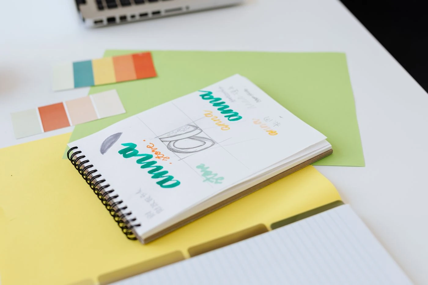 Concept sketches and color samples — illustrative context