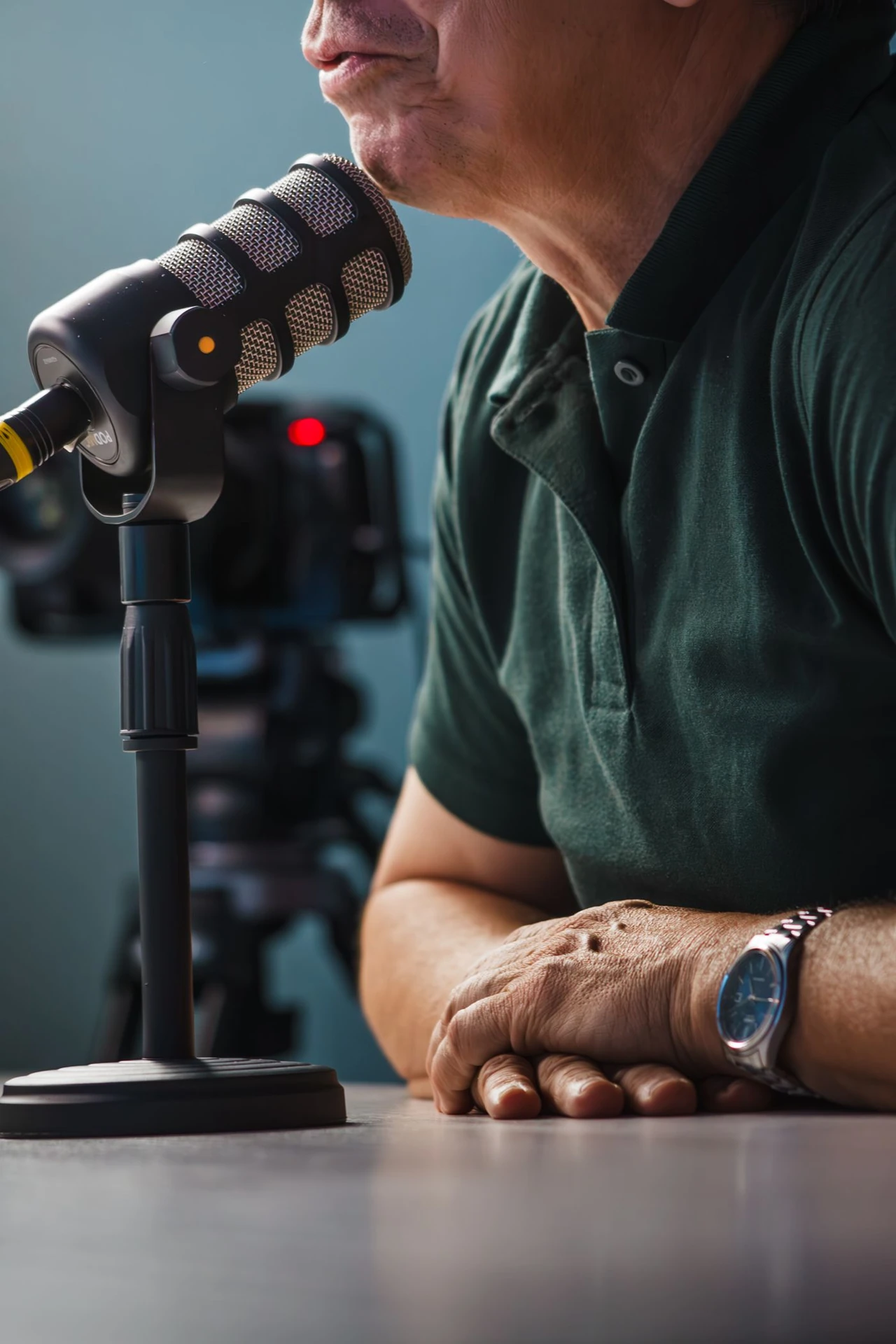 Interview camera and microphone setup — illustrative context